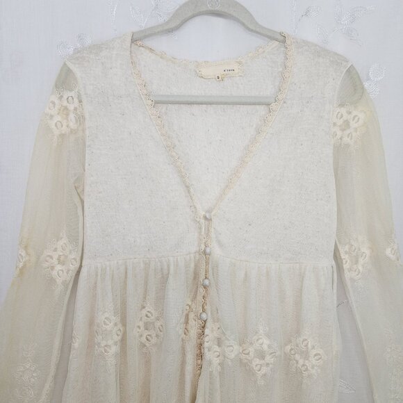 A'Reve Cream Colored, Elegant, Lace Cardigan. - Picture 7 of 13